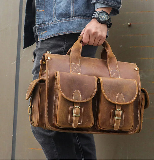 Top Grade Quality Laptop Briefcase Bag Notebook PC Shoulder Bag For Business Man Vintage