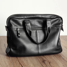 Indlæs billede til gallerivisning Genuine Leather Men&#39;s Large Capacity Business bag Black Male Shoulder Laptop Bag
