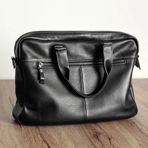 Genuine Leather Men's Large Capacity Business bag Black Male Shoulder Laptop Bag