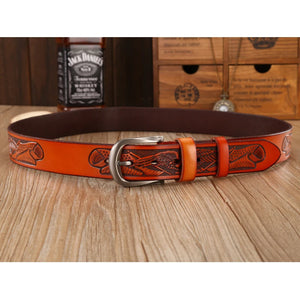 Handcrafted Eagle Shells Belt Leather Belts For Men Punk Pin Buckle