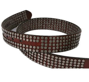 Leather Belts Men Women Punk Rivet Genuine Cowhide Belt