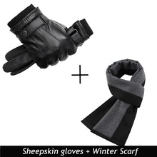 Load image into Gallery viewer, Men&#39;s Genuine Sheepskin Gloves Warm Fleece Touch Screen
