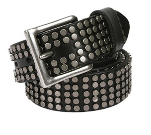 Leather Belts Men Women Punk Rivet Genuine Cowhide Belt