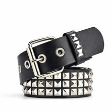 Lataa kuva Galleria-katseluun, Punk Rivet Rock With Pin Buckle Square Beads Leather Belt for Men Women
