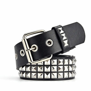 Punk Rivet Rock With Pin Buckle Square Beads Leather Belt for Men Women