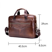 Load image into Gallery viewer, Men&#39;s Genuine Cowhide Business Laptop Messenger Bag
