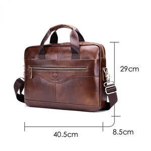 Men's Genuine Cowhide Business Laptop Messenger Bag