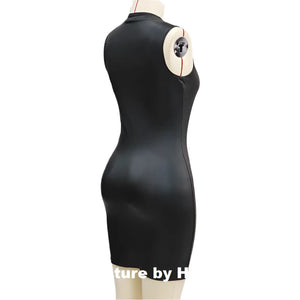 Women's Sexy Party Strapless Leather Dress