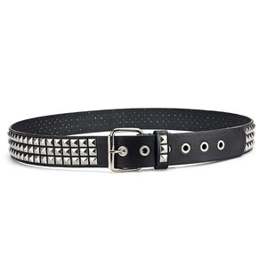 Punk Rivet Rock With Pin Buckle Square Beads Leather Belt for Men Women