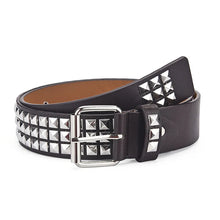 Lataa kuva Galleria-katseluun, Punk Rivet Rock With Pin Buckle Square Beads Leather Belt for Men Women
