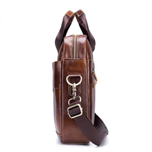 Men's Genuine Cowhide Business Laptop Messenger Bag