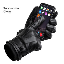 Load image into Gallery viewer, Men&#39;s Genuine Sheepskin Gloves Warm Fleece Touch Screen
