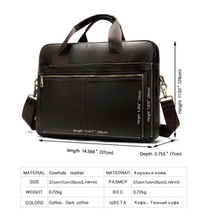 Men's Briefcases Messenger Bag Genuine Leather Laptop Bag