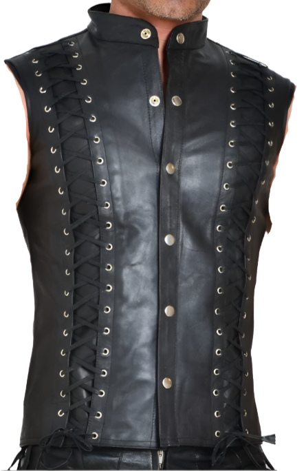 Men's Genuine Leather Vest Laced