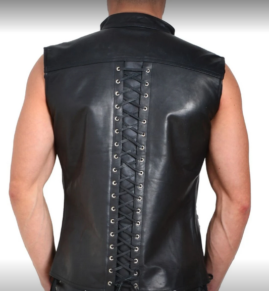 Men's Genuine Leather Vest Laced