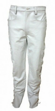 Cargar imagen en el visor de la galería, Men&#39;s White Genuine Leather Laced up trouser pants
