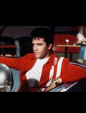 Load image into Gallery viewer, Elvis Presley Red &amp; White Real Leather Jacket
