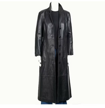 Indlæs billede til gallerivisning Men&#39;s Black Genuine Leather Full Length Coat
