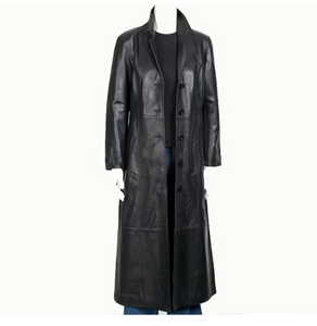 Men's Black Genuine Leather Full Length Coat