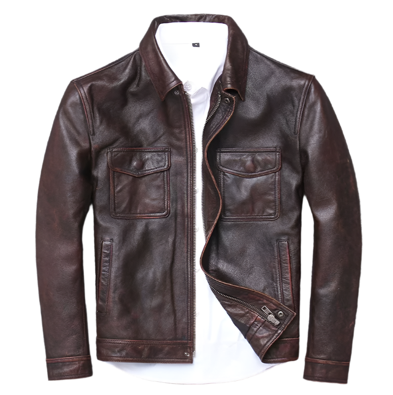 Men's Brown Genuine Leather Jacket