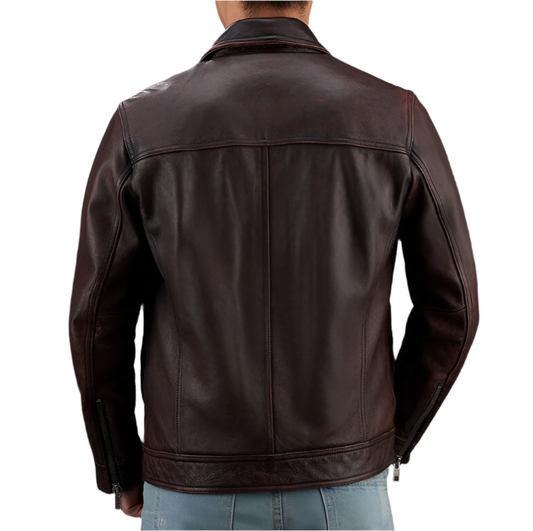 Men's Brown Genuine Leather Jacket
