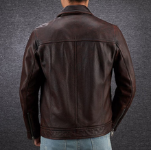 Cargar imagen en el visor de la galería, Men&#39;s Brown Genuine Leather Jacket
