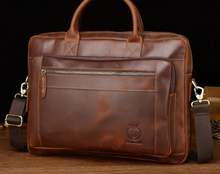 Cargar imagen en el visor de la galería, Men&#39;s Genuine Leather Handbags Laptop Bag Travel Messenger Bag
