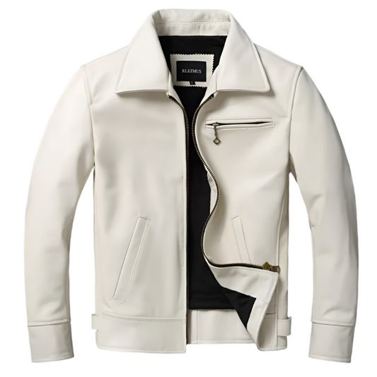 Men's White Real Leather Jacket