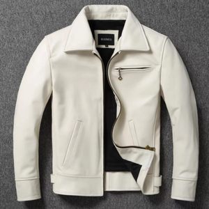 Men's White Real Leather Jacket