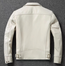 Lataa kuva Galleria-katseluun, Men&#39;s White Real Leather Jacket
