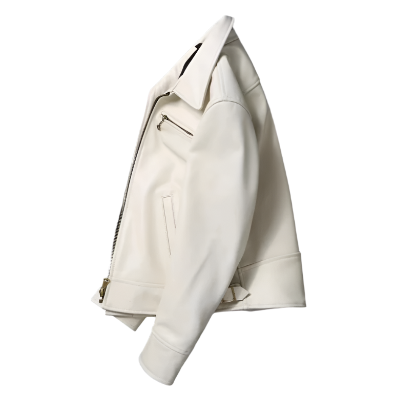Men's White Real Leather Jacket