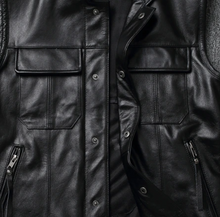 Load image into Gallery viewer, Men&#39;s Black Genuine Leather Biker Vest
