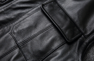 Men's Black Genuine Leather Biker Vest