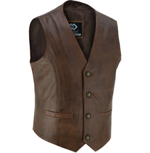 Load image into Gallery viewer, Men&#39;s Vintage Brown Sheep Leather Vest
