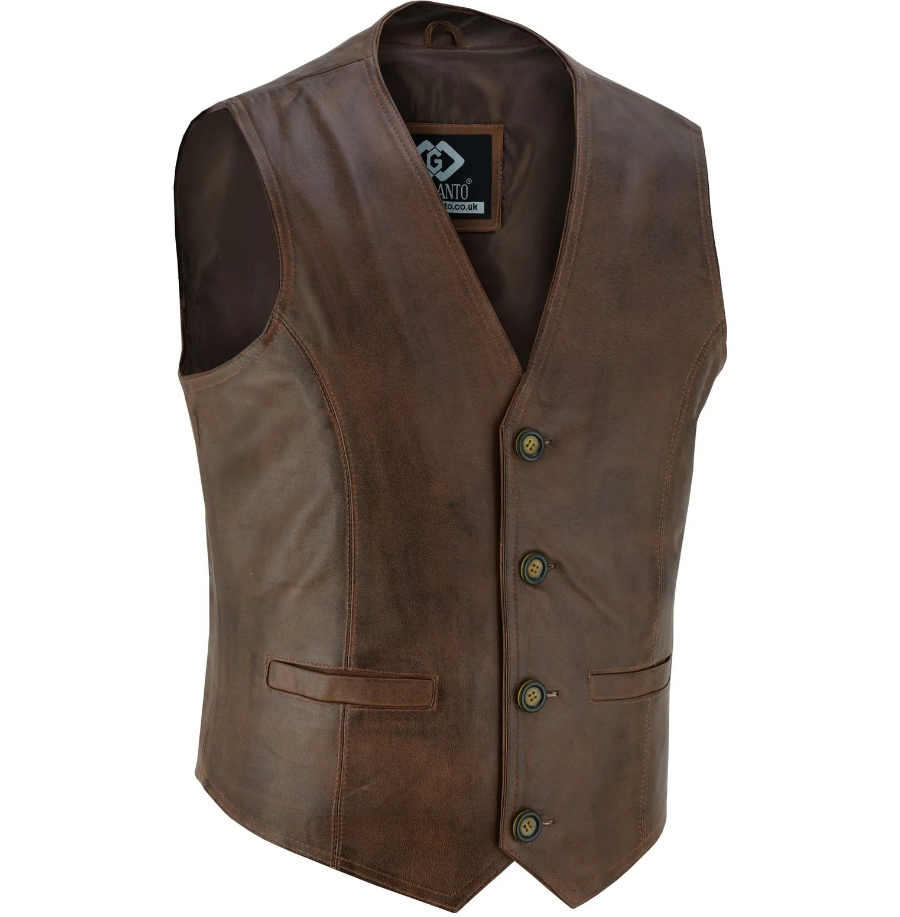 Men's Vintage Brown Sheep Leather Vest