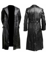 Carica l&#39;immagine nel visualizzatore di Gallery, Men&#39;s Black Genuine Leather Long Coat
