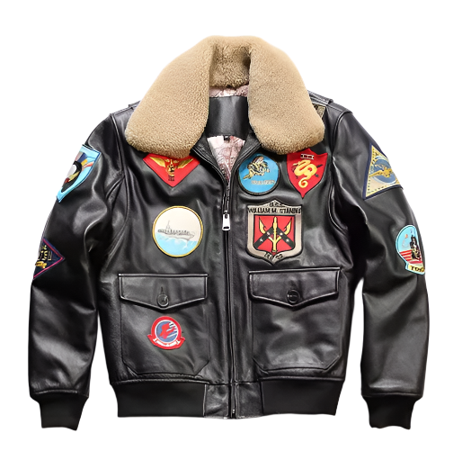 Schwarze Premium-Leder-Brando-Bikerjacke für Herren