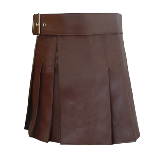 Men's Brown Genuine Leather Kilt