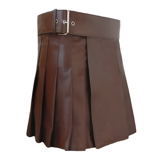 Men's Brown Genuine Leather Kilt
