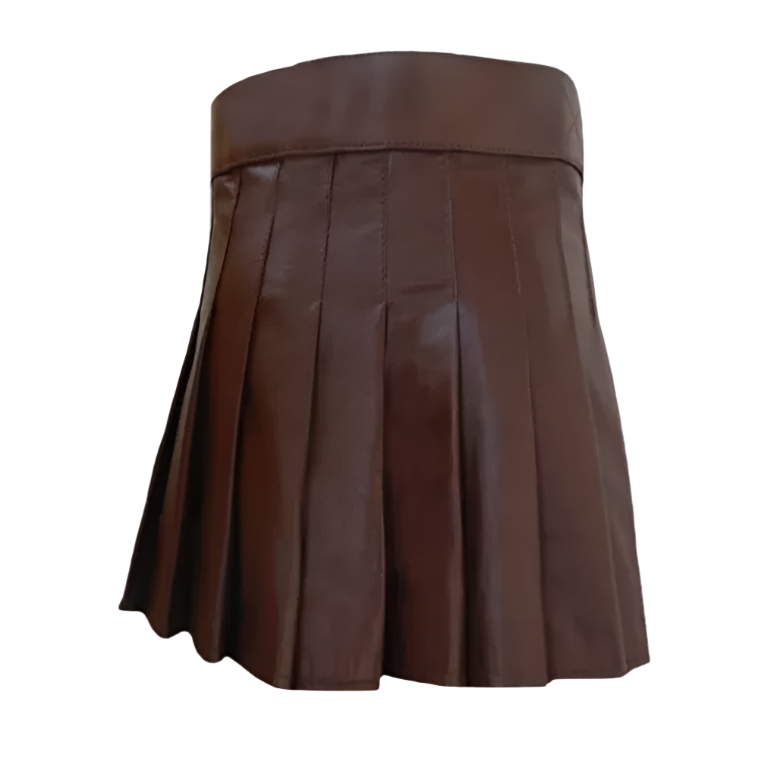 Men's Brown Genuine Leather Kilt