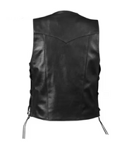 Carica l&#39;immagine nel visualizzatore di Gallery, Men&#39;s Black Genuine Sheep Leather Laced Vest
