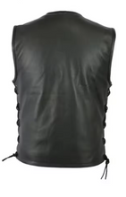 Carica l&#39;immagine nel visualizzatore di Gallery, Men&#39;s Black Genuine Leather Laced Waistcoat Vest
