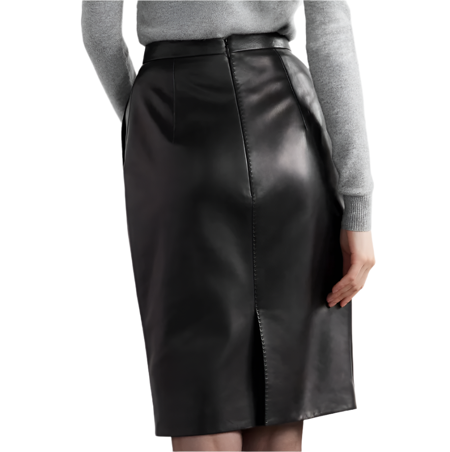 Women's Genuine Leather Midi Skirt