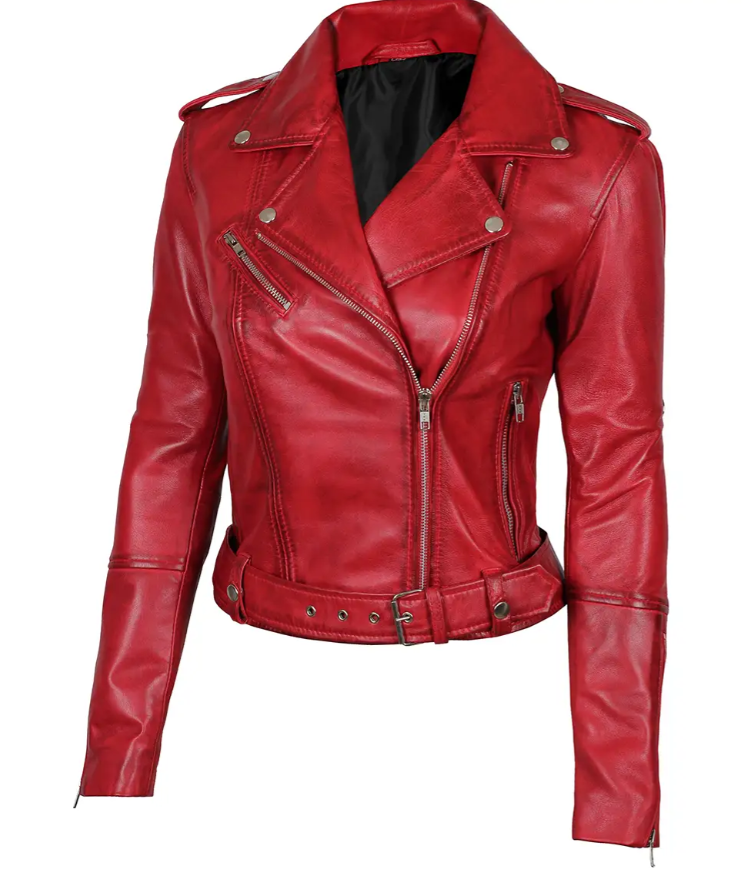 Damen Tan echte Lederjacke