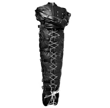 Carica l&#39;immagine nel visualizzatore di Gallery, Genuine Leather Heavy Duty Sleep Sack With Hood Bondage
