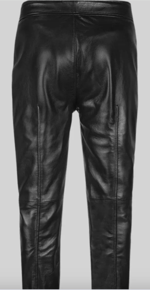 Pantalon de motard coupe slim en cuir véritable pour hommes