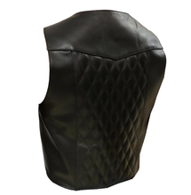 Carica l&#39;immagine nel visualizzatore di Gallery, Men&#39;s Black Genuine Leather Quilted Open Vest
