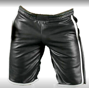 Men's Black Real Lambs Leather Shorts