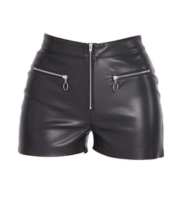 Ladies Black Leather Shorts