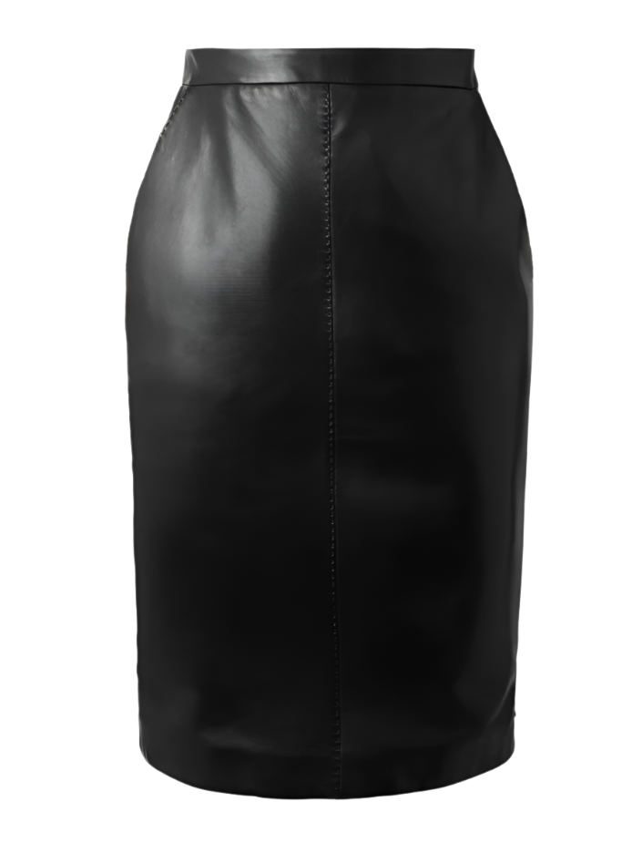 Women's Genuine Leather Midi Skirt